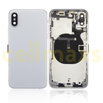 Cellmaxs For iPhone X XR XS Max Back Housing Cover Replacement With Wireless Charging Power Volume Flex Camera Lens Button Keys Sim Card Tray Free Tools