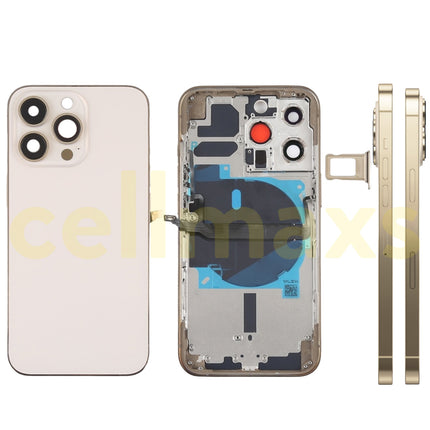 Cellmaxs For iPhone 13 Pro Max Back Housing Cover Replacement With Wireless Charging Power Volume Flex Camera Lens Button Keys Sim Card Tray Free Tools