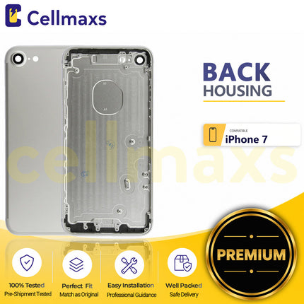 Cellmaxs For iPhone 7 Back Housing Cover Replacement With Wireless Charging Power Volume Flex Camera Lens Button Keys Sim Card Tray Free Tools