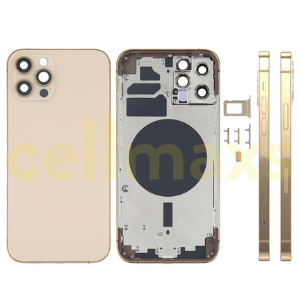 Cellmaxs For iPhone 12 Pro Back Housing Cover Replacement With Wireless Charging Power Volume Flex Camera Lens Button Keys Sim Card Tray Free Tools