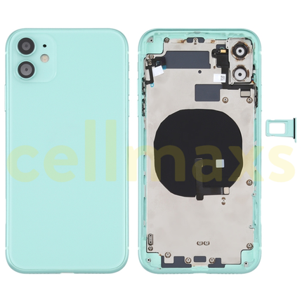 Cellmaxs For iPhone 11 Back Housing Cover Replacement With Wireless Charging Power Volume Flex Camera Lens Button Keys Sim Card Tray Free Tools