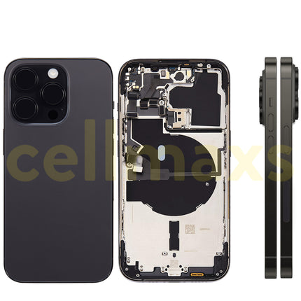 Cellmaxs For iPhone 14 Pro Back Housing Cover Replacement With Wireless Charging Power Volume Flex Camera Lens Button Keys Sim Card Tray Free Tools