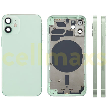 Cellmaxs For iPhone 12 Mini Back Housing Cover Replacement With Wireless Charging Power Volume Flex Camera Lens Button Keys Sim Card Tray Free Tools