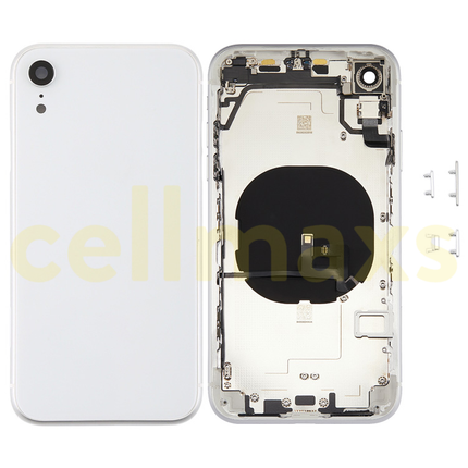 Cellmaxs For iPhone XR Back Housing Cover Replacement With Wireless Charging Power Volume Flex Camera Lens Button Keys Sim Card Tray Free Tools