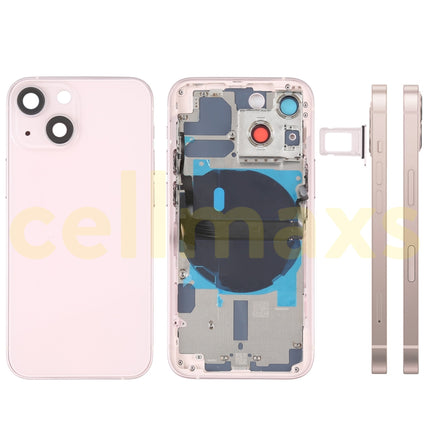 Cellmaxs For iPhone 13 Mini Back Housing Cover Replacement With Wireless Charging Power Volume Flex Camera Lens Button Keys Sim Card Tray Free Tools