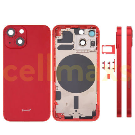 Cellmaxs For iPhone 13 Mini Back Housing Cover Replacement With Wireless Charging Power Volume Flex Camera Lens Button Keys Sim Card Tray Free Tools