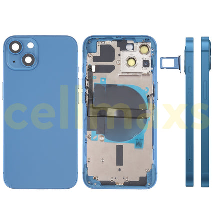 Cellmaxs For iPhone 13 Mini Pro Max Back Housing Cover Replacement With Wireless Charging Power Volume Flex Camera Lens Button Keys Sim Card Tray Free Tools