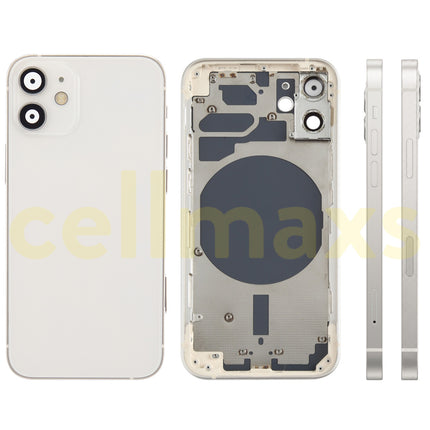Cellmaxs For iPhone 12 Mini Back Housing Cover Replacement With Wireless Charging Power Volume Flex Camera Lens Button Keys Sim Card Tray Free Tools