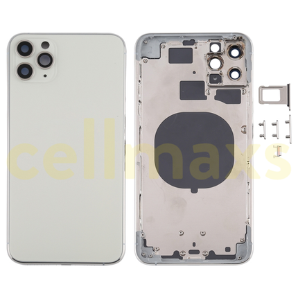 Cellmaxs For iPhone 11 Pro Max Back Housing Cover Replacement With Wireless Charging Power Volume Flex Camera Lens Button Keys Sim Card Tray Free Tools