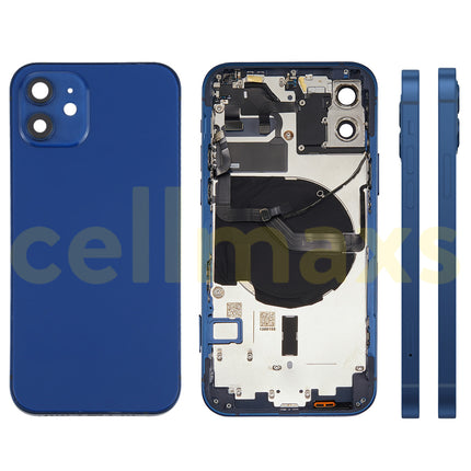 Cellmaxs For iPhone 12 Back Housing Cover Replacement With Wireless Charging Power Volume Flex Camera Lens Button Keys Sim Card Tray Free Tools