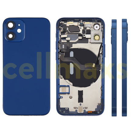 Cellmaxs For iPhone 12 Mini Back Housing Cover Replacement With Wireless Charging Power Volume Flex Camera Lens Button Keys Sim Card Tray Free Tools