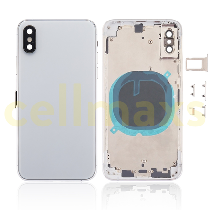 Cellmaxs For iPhone X XR XS Max Back Housing Cover Replacement With Power Volume Button Keys Camera Lens Sim Card Tray Free Tools