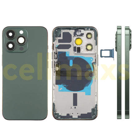 Cellmaxs For iPhone 13 Pro Max Back Housing Cover Replacement With Wireless Charging Power Volume Flex Camera Lens Button Keys Sim Card Tray Free Tools