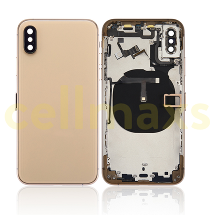 Cellmaxs For iPhone XS Back Housing Cover Replacement With Wireless Charging Power Volume Flex Camera Lens Button Keys Sim Card Tray Free Tools