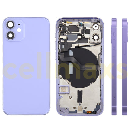 Cellmaxs For iPhone 12 Mini Back Housing Cover Replacement With Wireless Charging Power Volume Flex Camera Lens Button Keys Sim Card Tray Free Tools