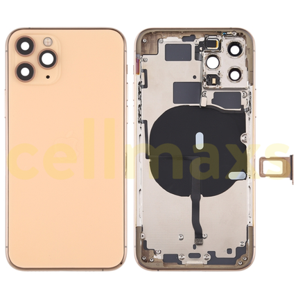 Cellmaxs For iPhone 11 Pro Max Back Housing Cover Replacement With Wireless Charging Power Volume Flex Camera Lens Button Keys Sim Card Tray Free Tools