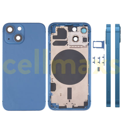Cellmaxs For iPhone 13 Mini Pro Max Back Housing Cover Replacement With Power Volume Button Keys Camera Lens Sim Card Tray Free Tools