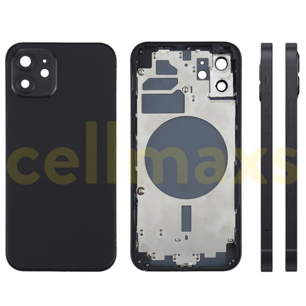 Cellmaxs For iPhone 12 Back Housing Cover Replacement With Wireless Charging Power Volume Flex Camera Lens Button Keys Sim Card Tray Free Tools