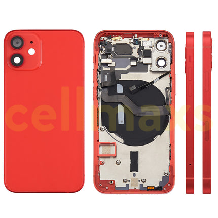 Cellmaxs For iPhone 12 Mini Back Housing Cover Replacement With Wireless Charging Power Volume Flex Camera Lens Button Keys Sim Card Tray Free Tools