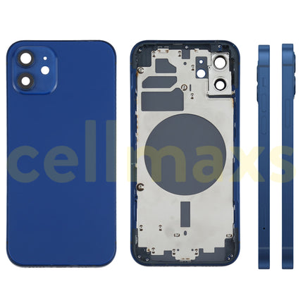 Cellmaxs For iPhone 12 Back Housing Cover Replacement With Wireless Charging Power Volume Flex Camera Lens Button Keys Sim Card Tray Free Tools