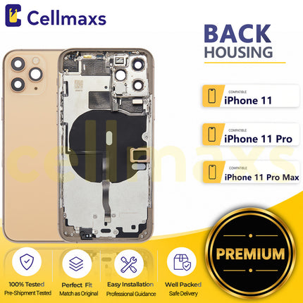 Cellmaxs For iPhone 11 Pro Max Back Housing Cover Replacement With Wireless Charging Power Volume Flex Camera Lens Button Keys Sim Card Tray Free Tools