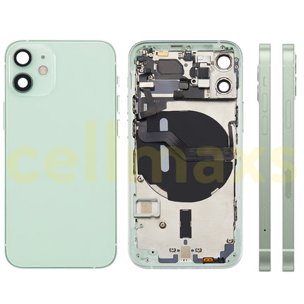 Cellmaxs For iPhone 12 Mini Back Housing Cover Replacement With Wireless Charging Power Volume Flex Camera Lens Button Keys Sim Card Tray Free Tools