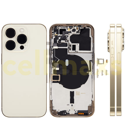 Cellmaxs For iPhone 14 Pro Back Housing Cover Replacement With Wireless Charging Power Volume Flex Camera Lens Button Keys Sim Card Tray Free Tools
