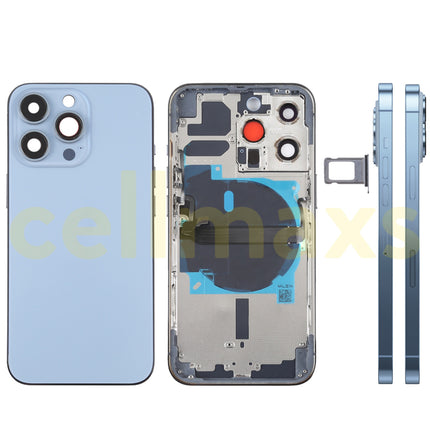 Cellmaxs For iPhone 13 Pro Max Back Housing Cover Replacement With Wireless Charging Power Volume Flex Camera Lens Button Keys Sim Card Tray Free Tools