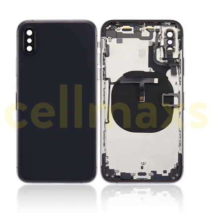 Cellmaxs For iPhone X XR XS Max Back Housing Cover Replacement With Wireless Charging Power Volume Flex Camera Lens Button Keys Sim Card Tray Free Tools