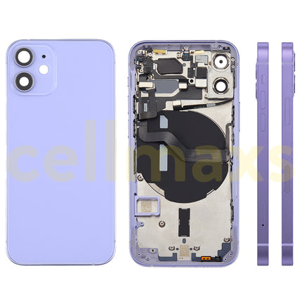 Cellmaxs For iPhone 12 Mini Back Housing Cover Replacement With Wireless Charging Power Volume Flex Camera Lens Button Keys Sim Card Tray Free Tools