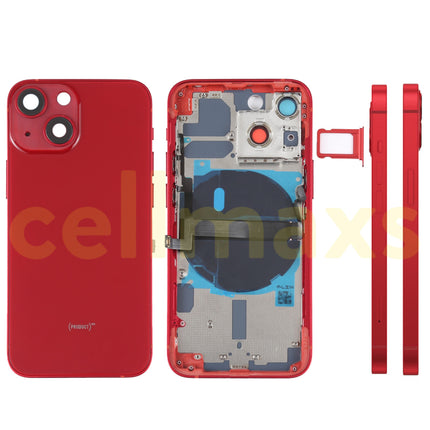 Cellmaxs For iPhone 13 Mini Back Housing Cover Replacement With Wireless Charging Power Volume Flex Camera Lens Button Keys Sim Card Tray Free Tools