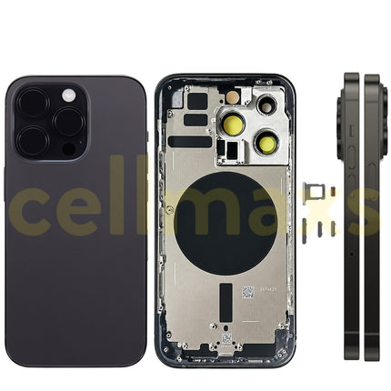Cellmaxs For iPhone 14 Pro Back Housing Cover Replacement With Wireless Charging Power Volume Flex Camera Lens Button Keys Sim Card Tray Free Tools
