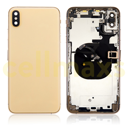 Cellmaxs For iPhone XS Max Back Housing Cover Replacement With Wireless Charging Power Volume Flex Camera Lens Button Keys Sim Card Tray Free Tools