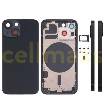 Cellmaxs For iPhone 13 Mini Back Housing Cover Replacement With Wireless Charging Power Volume Flex Camera Lens Button Keys Sim Card Tray Free Tools