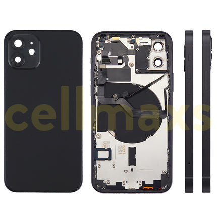 Cellmaxs For iPhone 12 Back Housing Cover Replacement With Wireless Charging Power Volume Flex Camera Lens Button Keys Sim Card Tray Free Tools