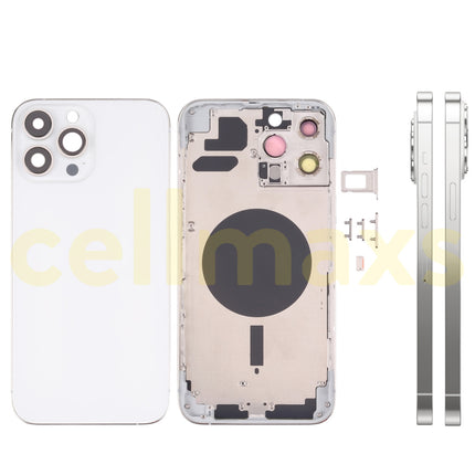 Cellmaxs For iPhone 13 Pro Max Back Housing Cover Replacement With Wireless Charging Power Volume Flex Camera Lens Button Keys Sim Card Tray Free Tools