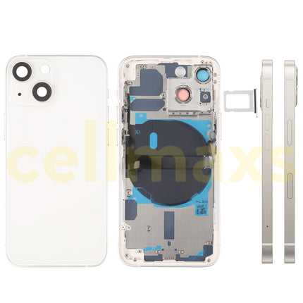 Cellmaxs For iPhone 13 Mini Back Housing Cover Replacement With Wireless Charging Power Volume Flex Camera Lens Button Keys Sim Card Tray Free Tools