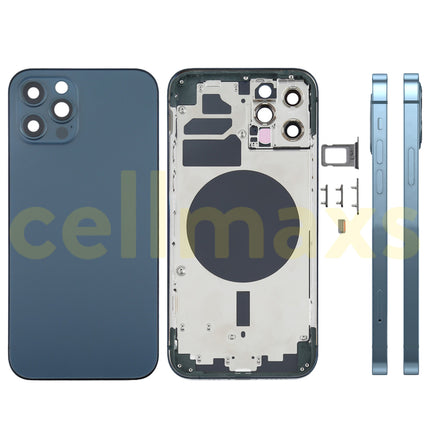 Cellmaxs For iPhone 12 Pro Back Housing Cover Replacement With Wireless Charging Power Volume Flex Camera Lens Button Keys Sim Card Tray Free Tools