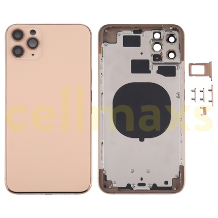 Cellmaxs For iPhone 11 Pro Max Back Housing Cover Replacement With Wireless Charging Power Volume Flex Camera Lens Button Keys Sim Card Tray Free Tools