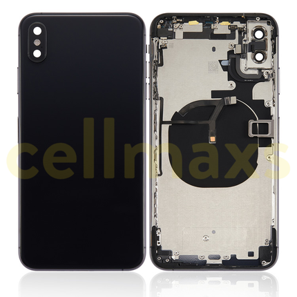 Cellmaxs For iPhone XS Max Back Housing Cover Replacement With Wireless Charging Power Volume Flex Camera Lens Button Keys Sim Card Tray Free Tools