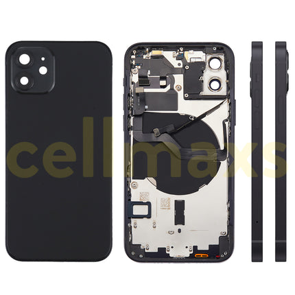 Cellmaxs For iPhone 12 Back Housing Cover Replacement With Wireless Charging Power Volume Flex Camera Lens Button Keys Sim Card Tray Free Tools
