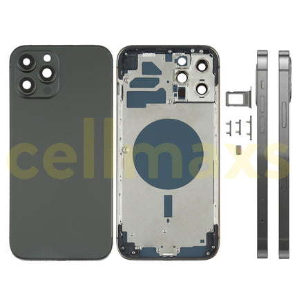 Cellmaxs For iPhone 12 Mini Pro Max Back Housing Cover Replacement With Power Volume Button Keys Camera Lens Sim Card Tray Free Tools