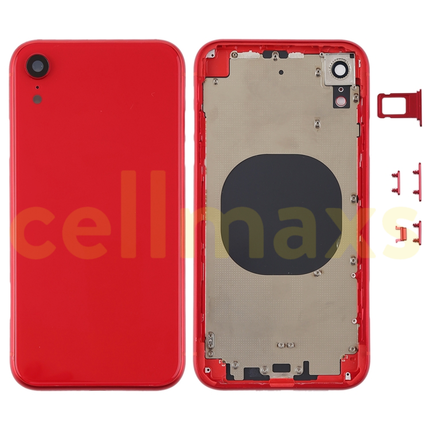 Cellmaxs For iPhone XR Back Housing Cover Replacement With Wireless Charging Power Volume Flex Camera Lens Button Keys Sim Card Tray Free Tools