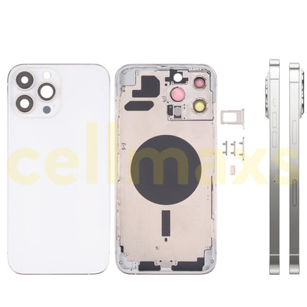 Cellmaxs For iPhone 13 Pro Back Housing Cover Replacement With Wireless Charging Power Volume Flex Camera Lens Button Keys Sim Card Tray Free Tools