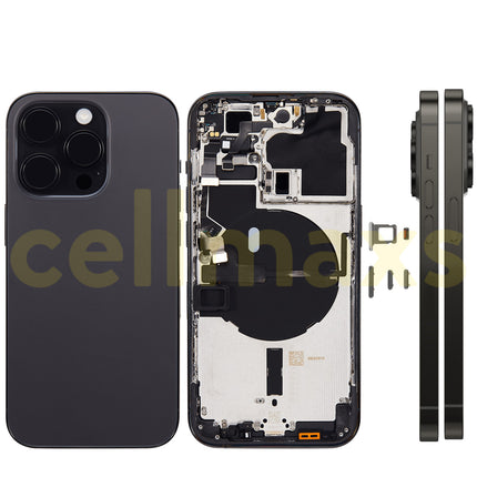 Cellmaxs For iPhone 14 Pro Back Housing Cover Replacement With Wireless Charging Power Volume Flex Camera Lens Button Keys Sim Card Tray Free Tools