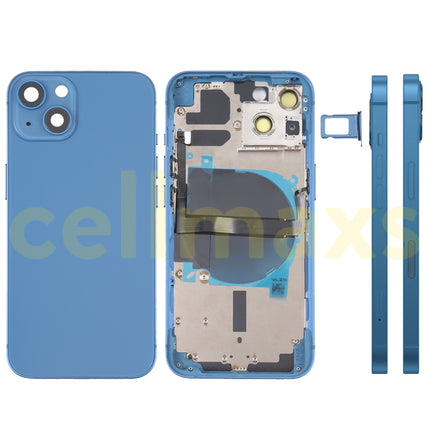 Cellmaxs For iPhone 13 Mini Pro Max Back Housing Cover Replacement With Wireless Charging Power Volume Flex Camera Lens Button Keys Sim Card Tray Free Tools