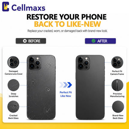 Cellmaxs For iPhone 11 Pro Back Housing Cover Replacement With Wireless Charging Power Volume Flex Camera Lens Button Keys Sim Card Tray Free Tools