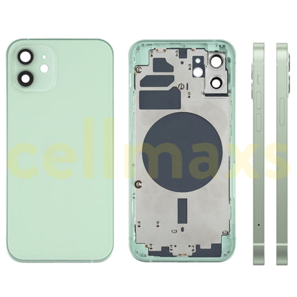 Cellmaxs For iPhone 12 Back Housing Cover Replacement With Wireless Charging Power Volume Flex Camera Lens Button Keys Sim Card Tray Free Tools
