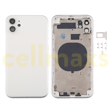 Cellmaxs For iPhone 11 Back Housing Cover Replacement With Wireless Charging Power Volume Flex Camera Lens Button Keys Sim Card Tray Free Tools