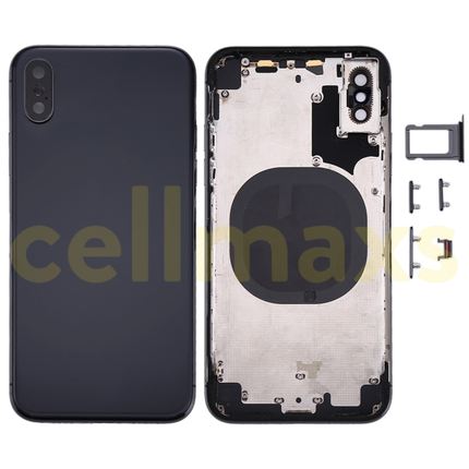 Cellmaxs For iPhone X Back Housing Cover Replacement With Wireless Charging Power Volume Flex Camera Lens Button Keys Sim Card Tray Free Tools